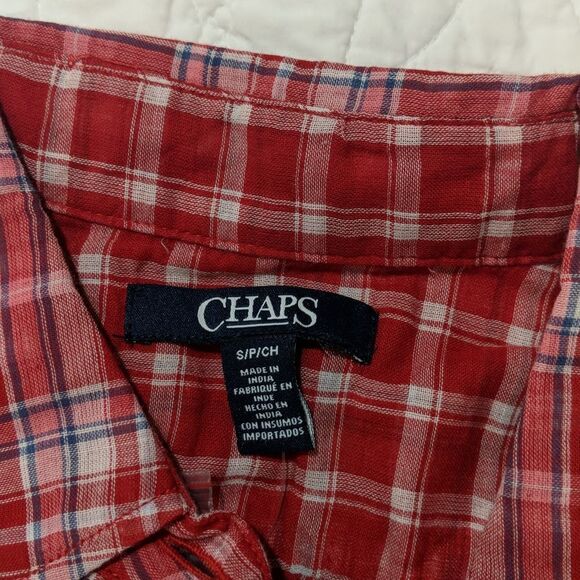 NWT Ladies Button down Chaps Shirt red plaid mix - Picture 3 of 6